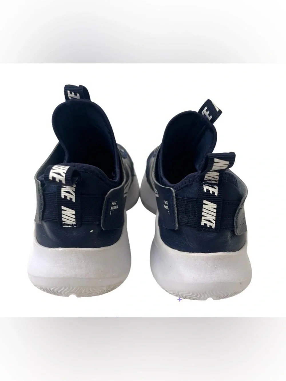 Nike Flex Runner - Navy Blue/White Sneakers - Size 7Y